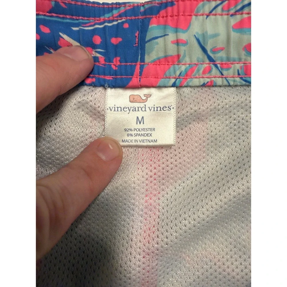 Vineyard Vines Mens Pink Blue Tropical Floral Swim Trunks Board Shorts Size M